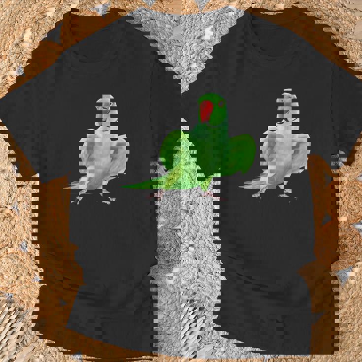 インドのワカケホンセイオウムの鳥 Tシャツ 高齢者への贈り物