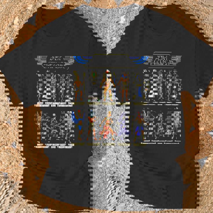 エジプトの神々古代エジプトの神話ファラオアヌビストートホルスラセクメトバステト Tシャツ 高齢者への贈り物