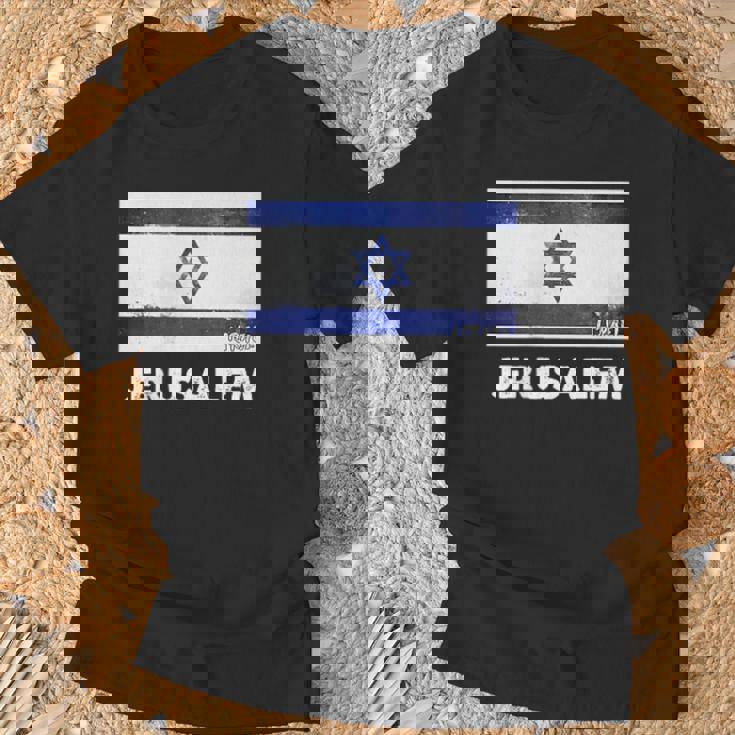 エルサレムイスラエル国旗シャツ Tシャツ 高齢者への贈り物