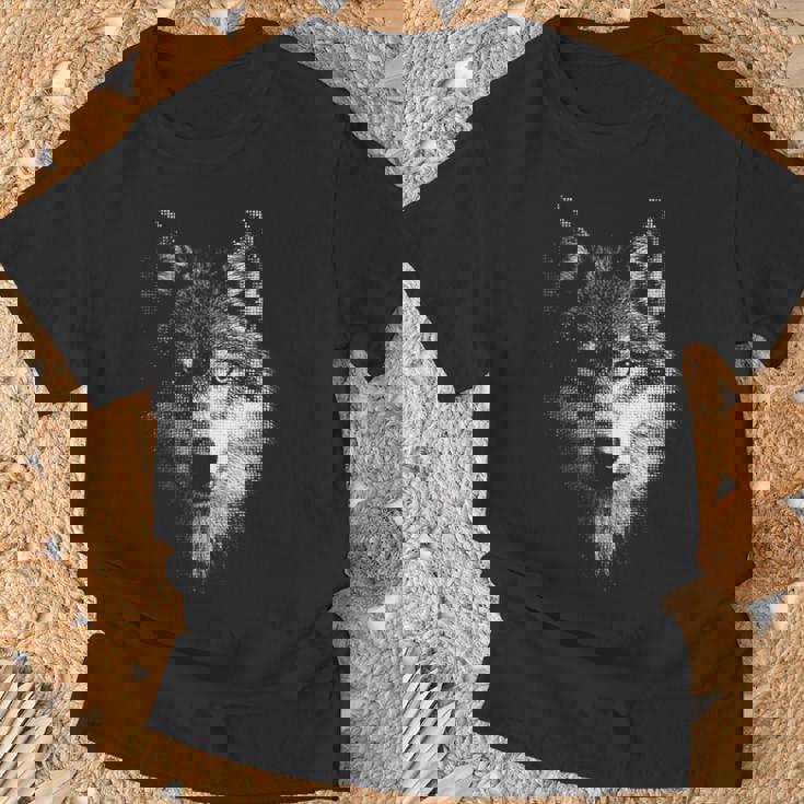 オオカミ 動物 モチーフ アート オオカミ 長袖tシャツ Tシャツ 高齢者への贈り物