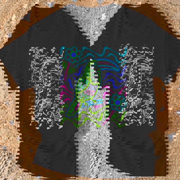 オオハシの鳥 アラカリ オオハシ オオハシ モラ アート パナマ・クナ族作 Tシャツ 高齢者への贈り物