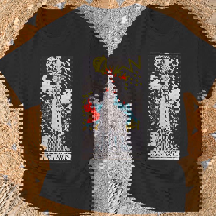 オリジナルのrider Waite Deckからのタワービンテージタロットカード Tシャツ 高齢者への贈り物
