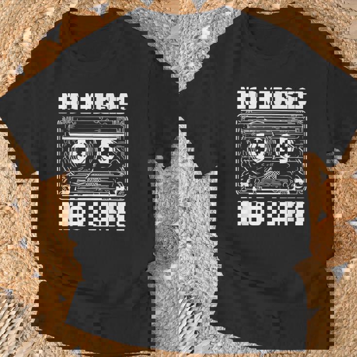 カセット No Music No Life Music Lover Tシャツ 高齢者への贈り物