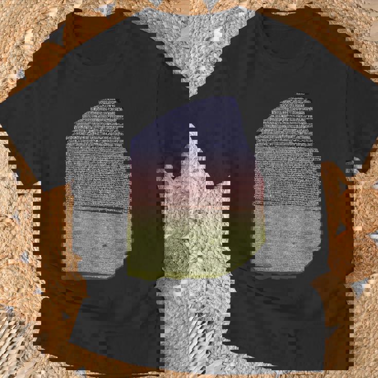 カラーロゼッタストーン 象形文字 ギリシャ デモティックス Tシャツ 高齢者への贈り物