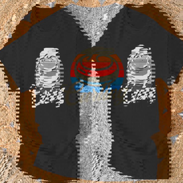 カーリング レトロ ヴィンテージ カーリングストーン Tシャツ 高齢者への贈り物