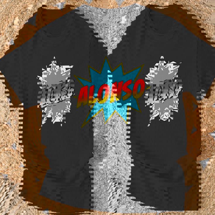 キッズ 男の子 アロンソ 名前 コミック 本 スーパーヒーロー Tシャツ 高齢者への贈り物