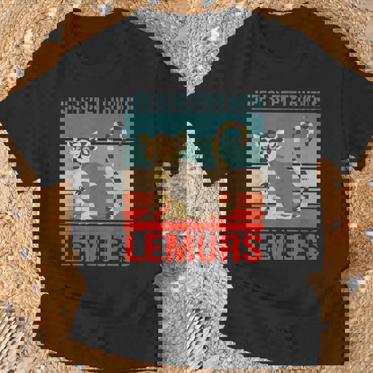 キツネザル ライフ・イズ・ベター 霊長類 キツネザル Tシャツ 高齢者への贈り物