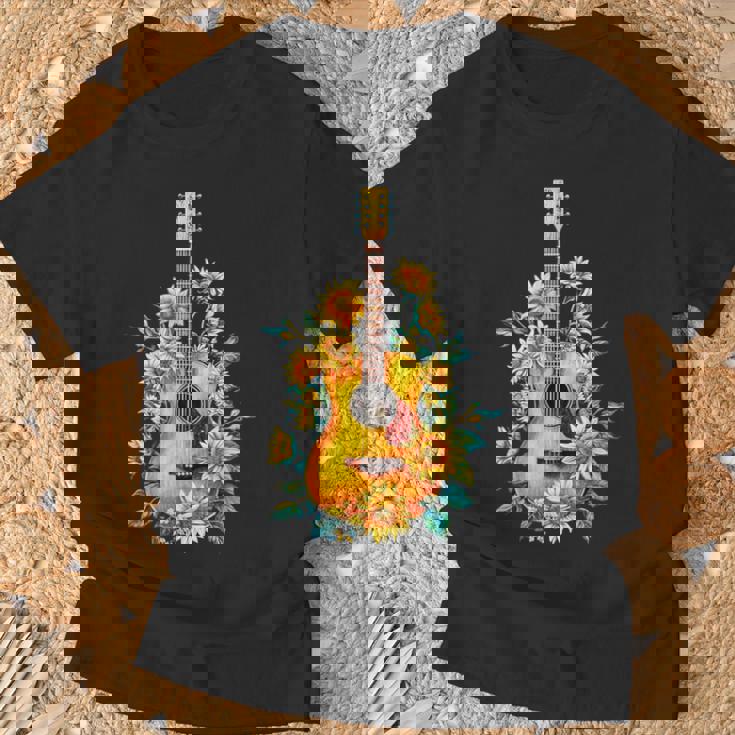 ギター 面白tシャツ おもしろ ギタリスト 服 音楽 メンズ キッズ ネタ 服 オリジナル 軽音 ひまわり Tシャツ 高齢者への贈り物