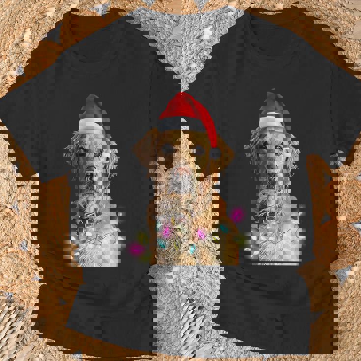 クリスマス ゴールデンレトリバー クリスマス ドッグツリー サンタハット リトリーバー 長袖tシャツ Tシャツ 高齢者への贈り物