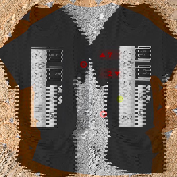 クールなエレベーターボタンアートメンズレディースリフトハロウィンコスチューム Tシャツ 高齢者への贈り物