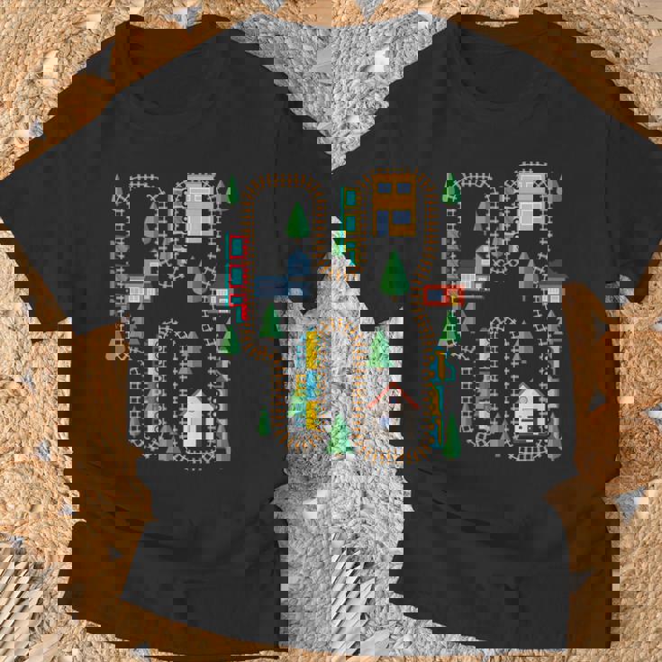 クールなプレイマット 電車線路 かわいい機関車 幼児 Tシャツ 高齢者への贈り物