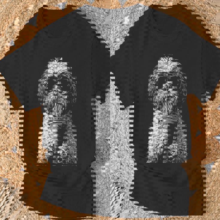 クールシーズードリンクアイスコーヒーファニードッグミームy2kグランジ Tシャツ 高齢者への贈り物