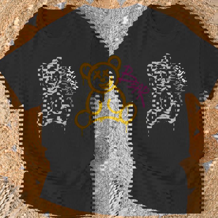 グラフィティベア グラフィティ テディベア 笑うクマ スマイルベア Tシャツ 高齢者への贈り物