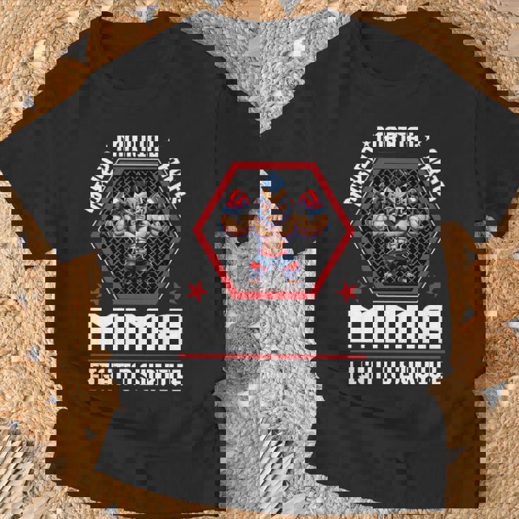 ケージファイティングで生き残るための総合格闘技mmaファイト 長袖tシャツ Tシャツ 高齢者への贈り物