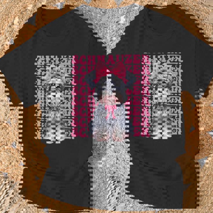 コケット リボン シュナウザー 女の子 犬 ママ 母の日 ピンク Tシャツ 高齢者への贈り物