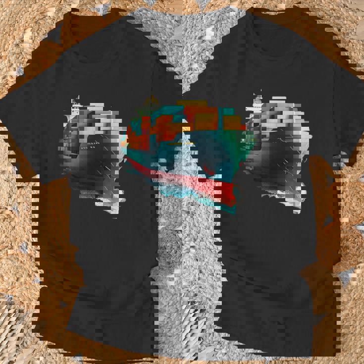 コンテナ輸送機船 Tシャツ 高齢者への贈り物