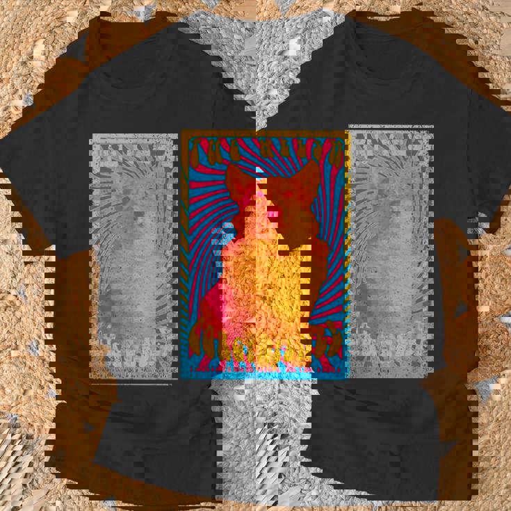 コーギードッグファニーサイケデリック1960年代ウェルシュコーギーペンブローク Tシャツ 高齢者への贈り物