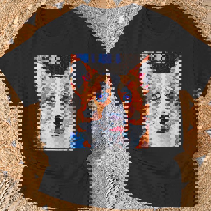 コーギー・ポートレート キュビズム・アート Tシャツ 高齢者への贈り物