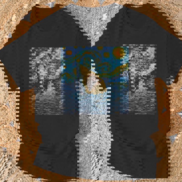 ゴッホ サメ 星月夜 ファニー レディース&メンズ Tシャツ 高齢者への贈り物