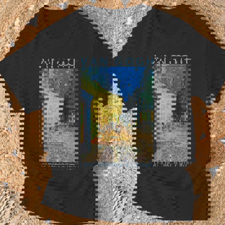 ゴッホ 面白いtシャツ アート 夜のカフェテラス 印象派 絵画 メンズ レディース 面白い 服 美術 油彩画 長袖tシャツ Tシャツ 高齢者への贈り物