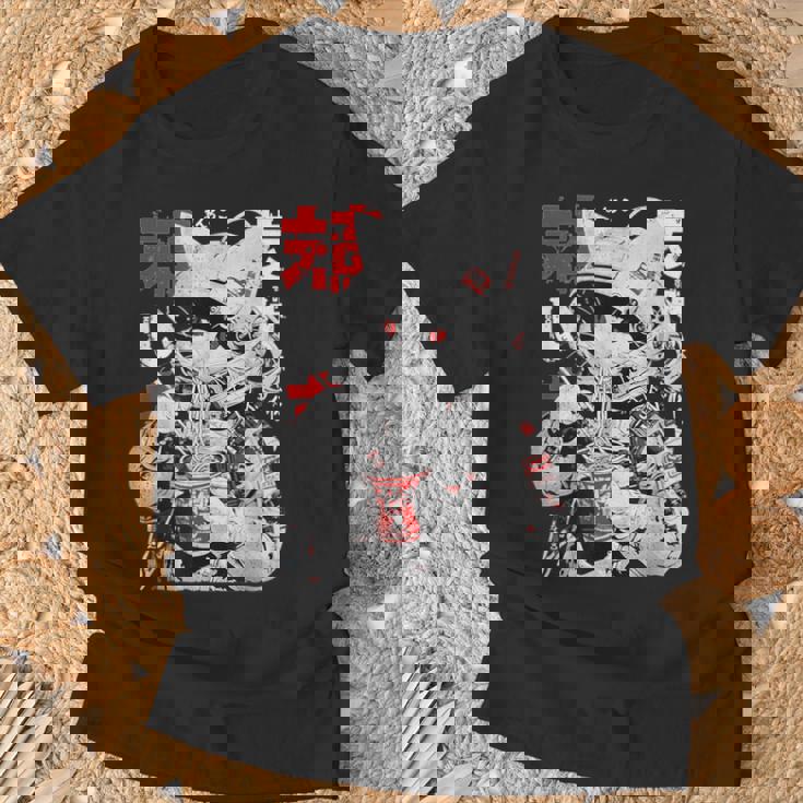 サイバーパンク 宇宙 猫ラーメン 日本のストリートウェア Tシャツ 高齢者への贈り物