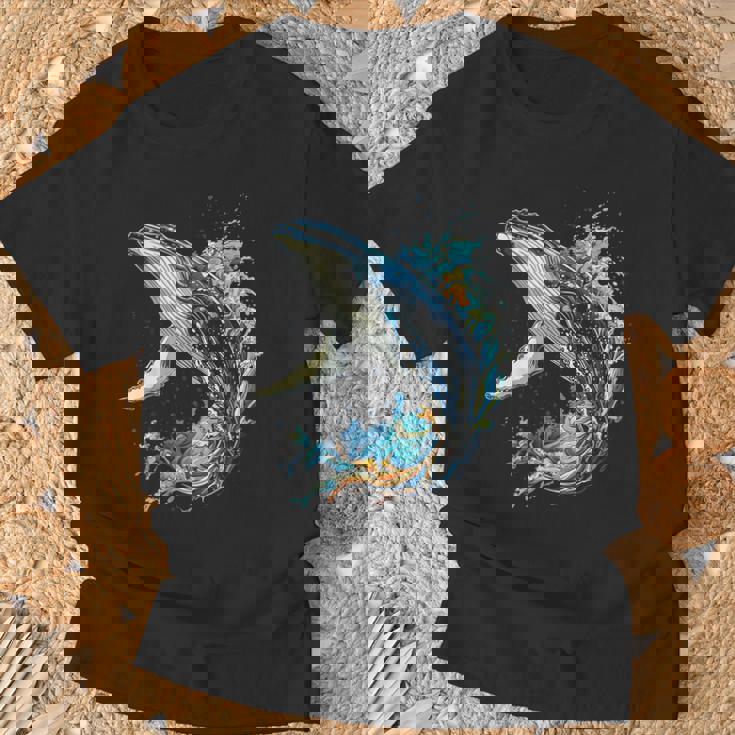 ザトウクジラ 動物 グラフィック イラスト ザトウクジラ Tシャツ 高齢者への贈り物