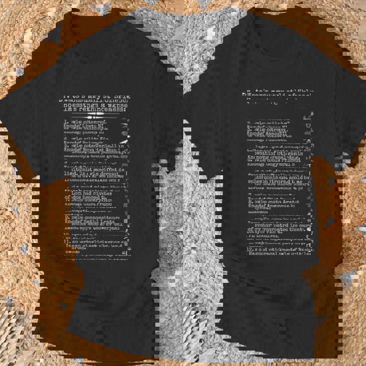 シャーロック・ホームズの長所と短所をワトソンのリスト。 Tシャツ 高齢者への贈り物