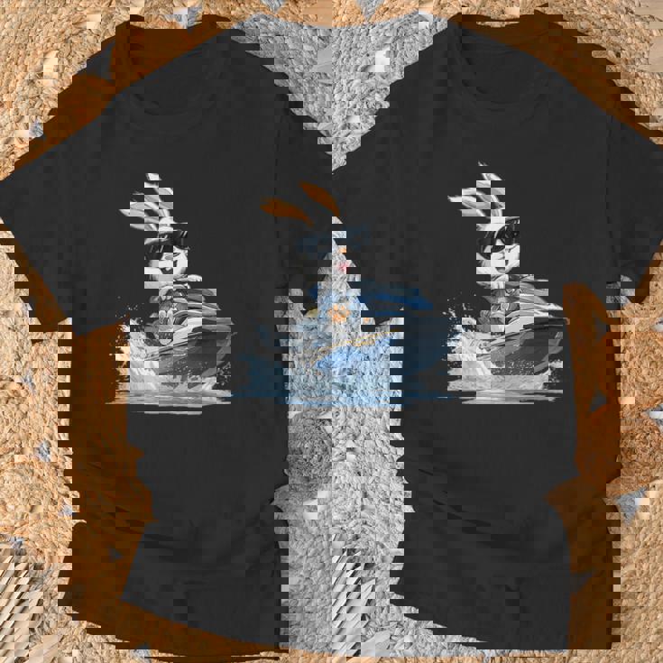 ジェットスキー ジェットスキー ウサギ イースターバニー サングラス Tシャツ 高齢者への贈り物