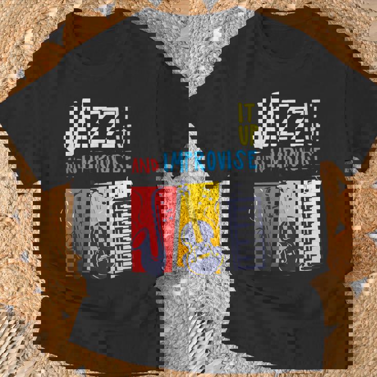 ジャズ・イット・アップ・アンド・インプロヴィーズ・ジャズ Tシャツ 高齢者への贈り物