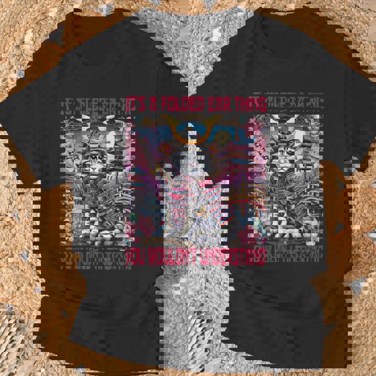 スコティッシュフォールド 耳 折れ 侍風景 Tシャツ 高齢者への贈り物