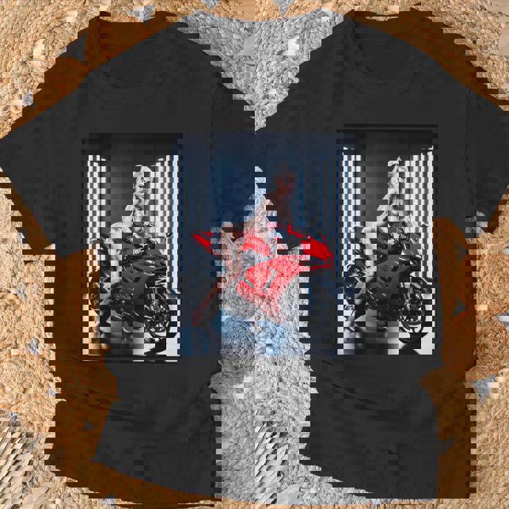 セクシーガールグラフィックtシャツ セクシーなブロンドガール&レッドストリートバイク Tシャツ 高齢者への贈り物