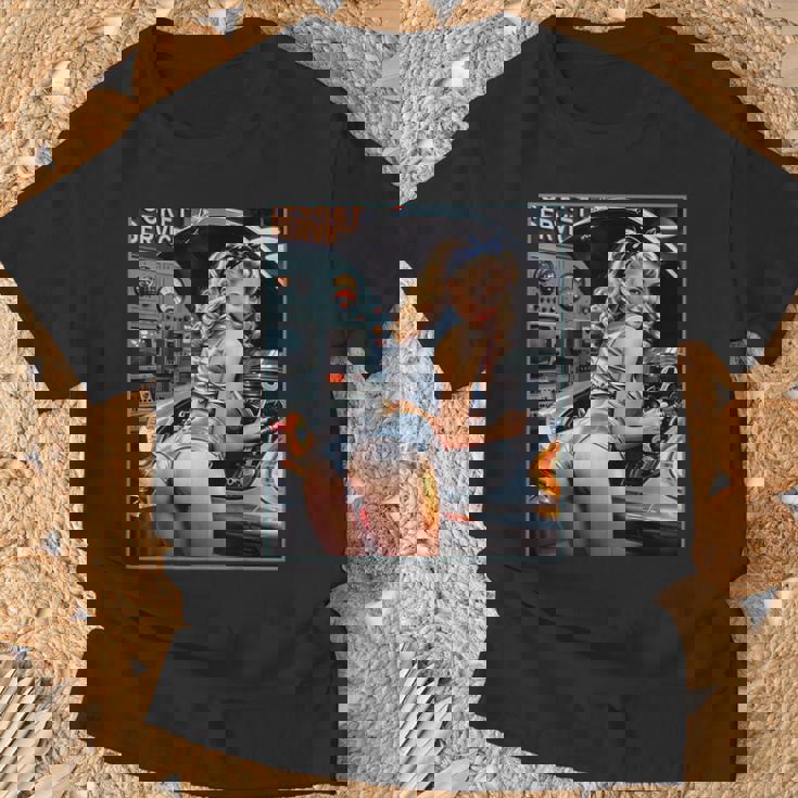 セクシーガールグラフィックtシャツ セクシーなブロンドメカニックピンナップガール Tシャツ 高齢者への贈り物