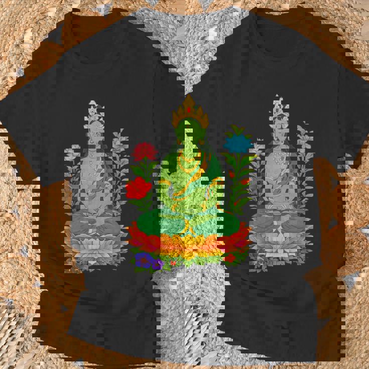 チベット仏陀瞑想 ヴァジュラヤナ グリーンタラ Tシャツ 高齢者への贈り物