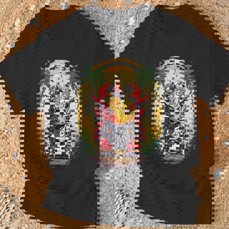 トリケラトプス恐竜ロボット トリケラトプスのマッチングデザイン Tシャツ 高齢者への贈り物