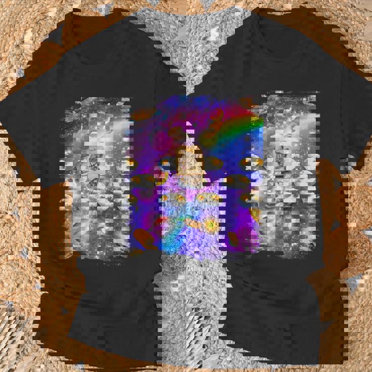 トーストスペース 猫 パンローフキャット レインボーギャラクシー Tシャツ 高齢者への贈り物