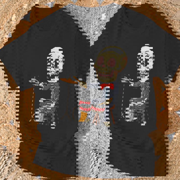 ドラミング スケルトン ドラム プレーヤー ドラマー パーカッション ドラム 長袖tシャツ Tシャツ 高齢者への贈り物