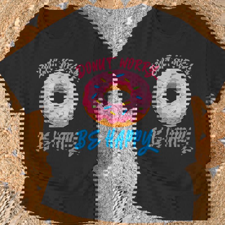 ドーナツ 悩み幸せになる 生地 デザート 幸福 スナック ドーナツ Tシャツ 高齢者への贈り物