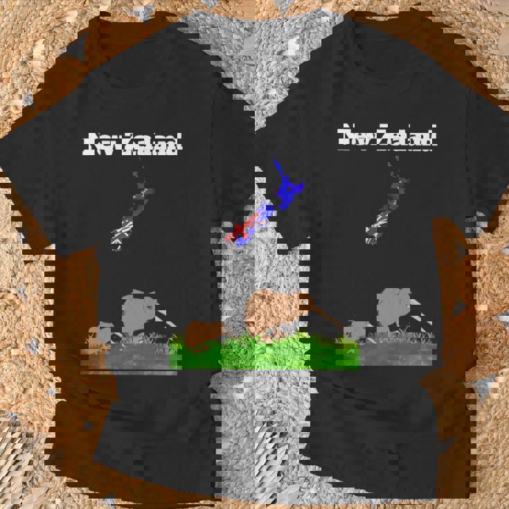 ニュージーランドのお土産キウイバードウォッチングニュージーランド地図 長袖tシャツ Tシャツ 高齢者への贈り物