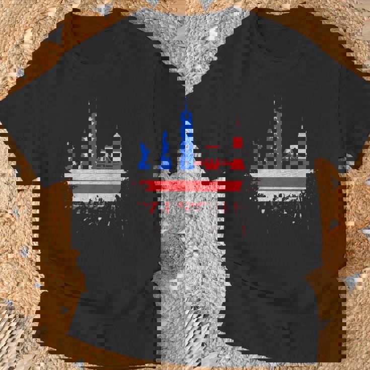 ニューヨーク・スカイライン 星条旗 アメリカ国旗アート Love Ny Tシャツ 高齢者への贈り物