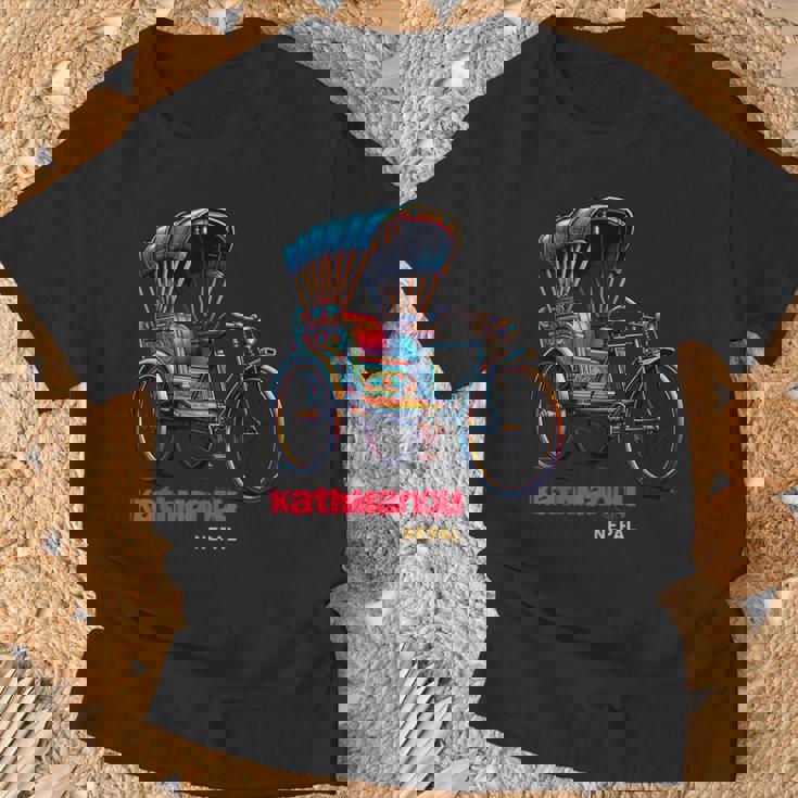 ネパール 自転車 リッチショウ お土産 ネパール カトマンズ Tシャツ 高齢者への贈り物