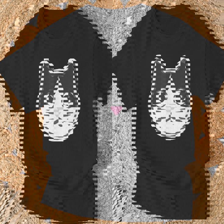 ハチワレ《ふぇいす》ねこ 猫【どうぶつフレンズ】シンプル 顔 ゆるくて かわいい 動物 イラスト Tシャツ 高齢者への贈り物