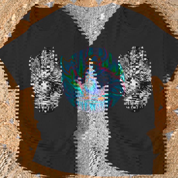 バイキング ペンギン ヘルメット 斧 ポーラーライト Tシャツ 高齢者への贈り物