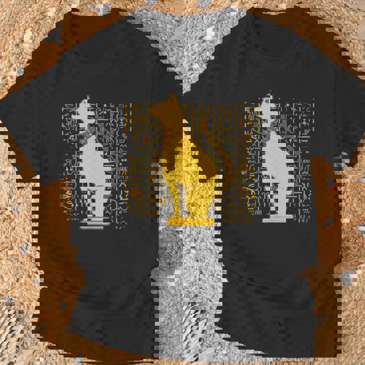 バステット 古代エジプト 猫 神 ヒエログリフ グラフィックアート 恋人 Tシャツ 高齢者への贈り物