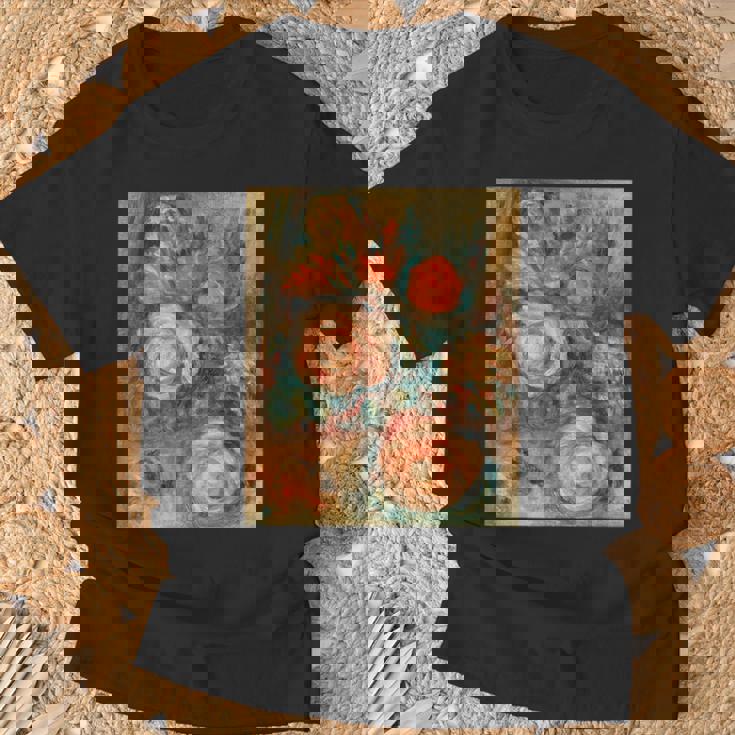 バラの花束 ルノワール 印象派 カラフル絵画 Tシャツ 高齢者への贈り物