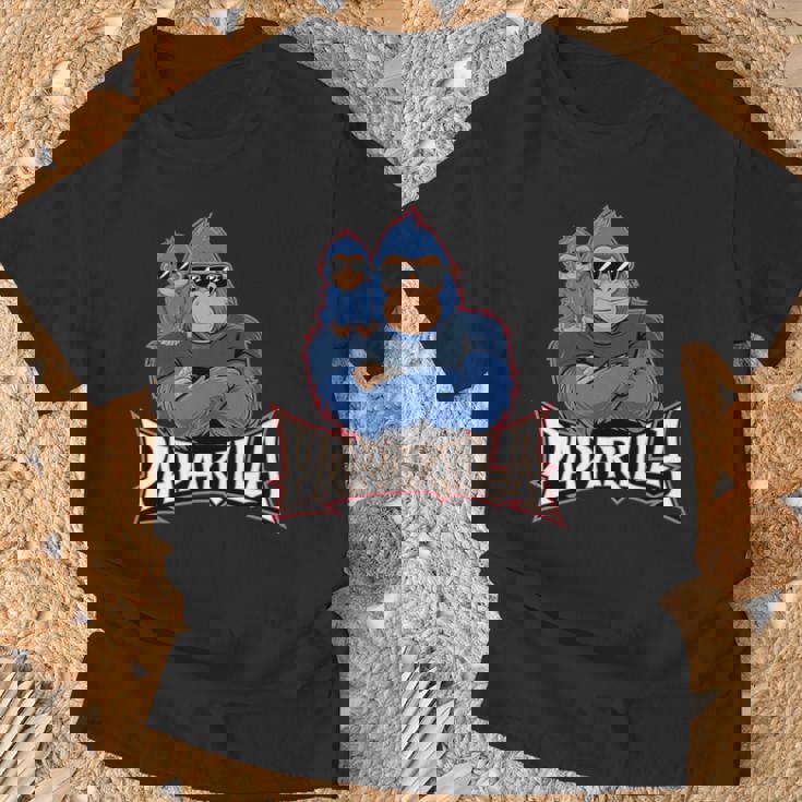 パパリラ 父娘ゴリラ 長袖tシャツ Tシャツ 高齢者への贈り物