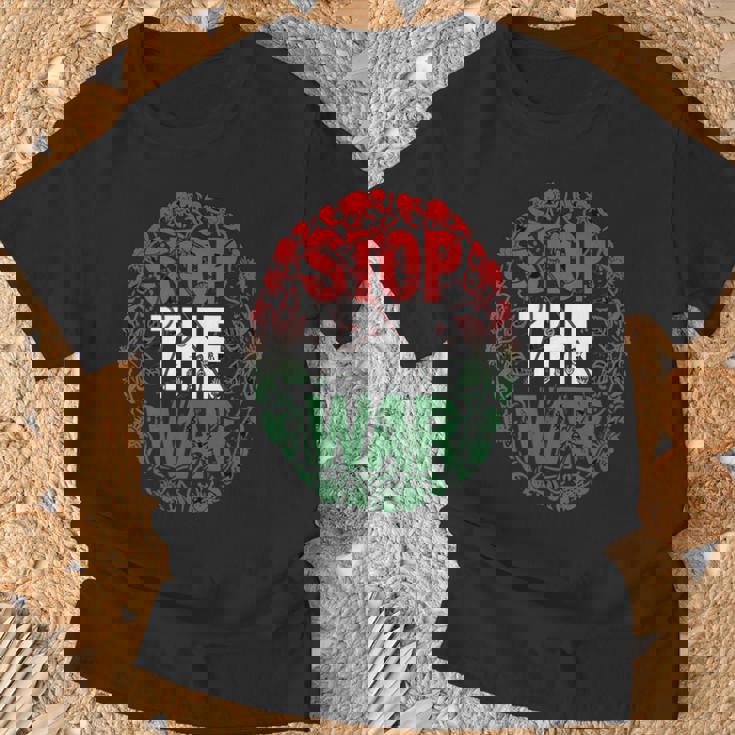 パレスチナ国旗 アラビア語タイポグラフィ パレスチナ国旗 長袖tシャツ Tシャツ 高齢者への贈り物