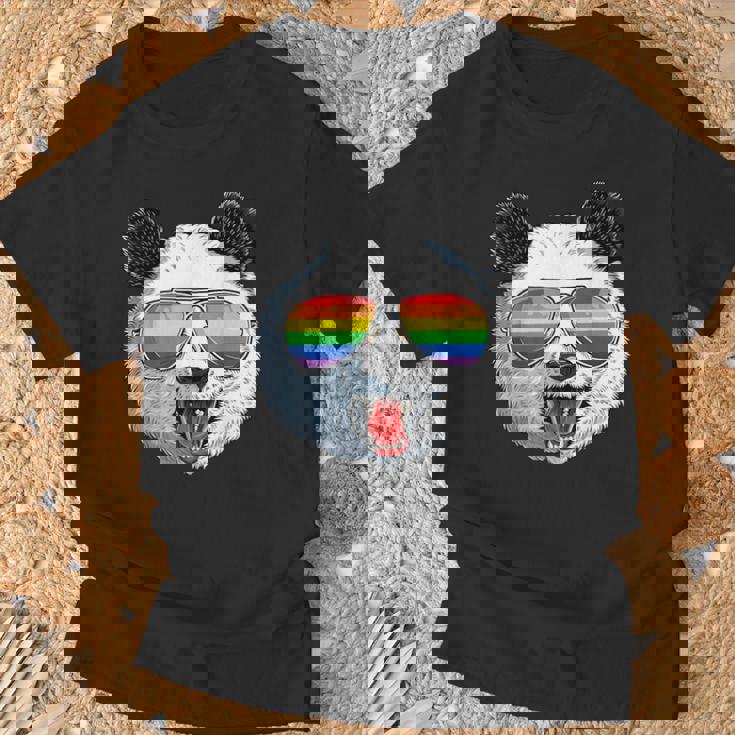 パンダ ゲイプライド Lgbt レインボーフラッグ サングラス Lgbtqギフト Tシャツ 高齢者への贈り物