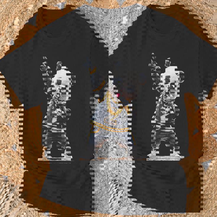 パンダ ホールドマイク 歌う ダンス 動物 グラフィック パンダ Tシャツ 高齢者への贈り物