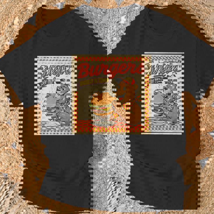 ビンテージ Burgers Biggest In Town ベア ハンバーガー ショップ Tシャツ 高齢者への贈り物