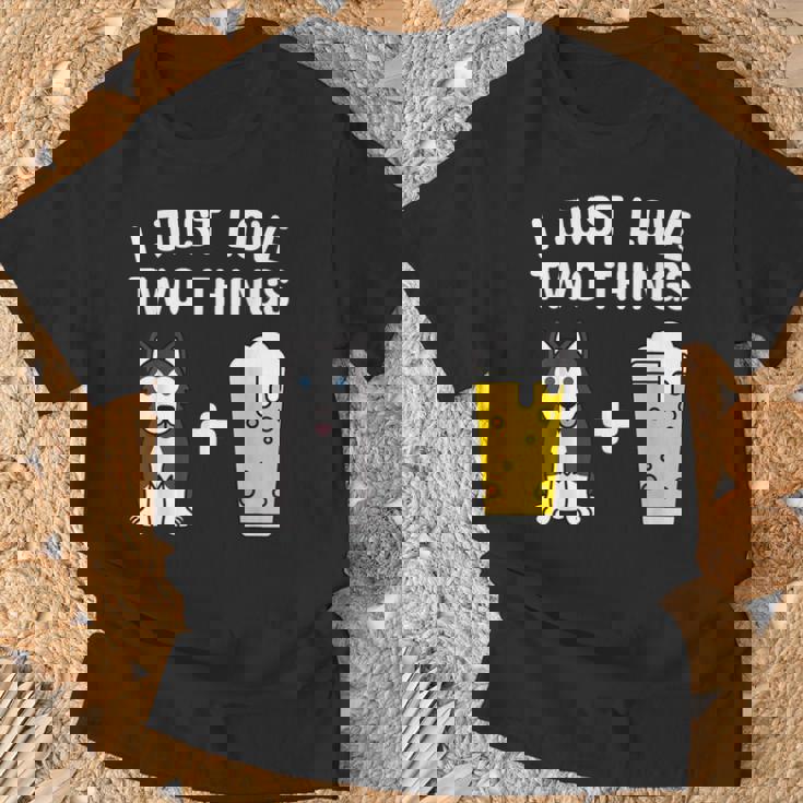 ビールシベリアン・ハスキー犬 Tシャツ 高齢者への贈り物